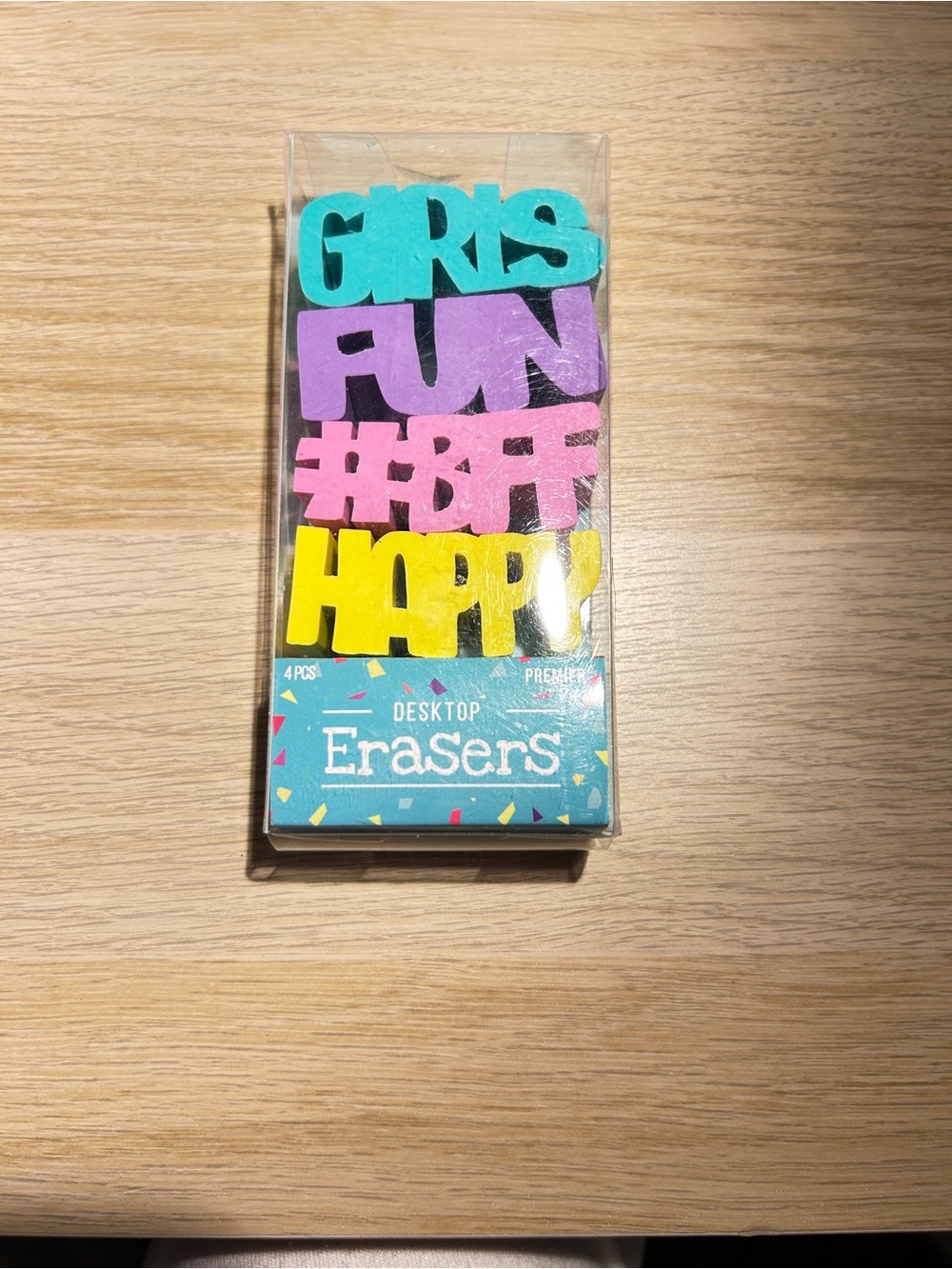 Desktop Word Erasers - Girls Fun #BFF Happy (Teal, Purple, Pink, Yellow)